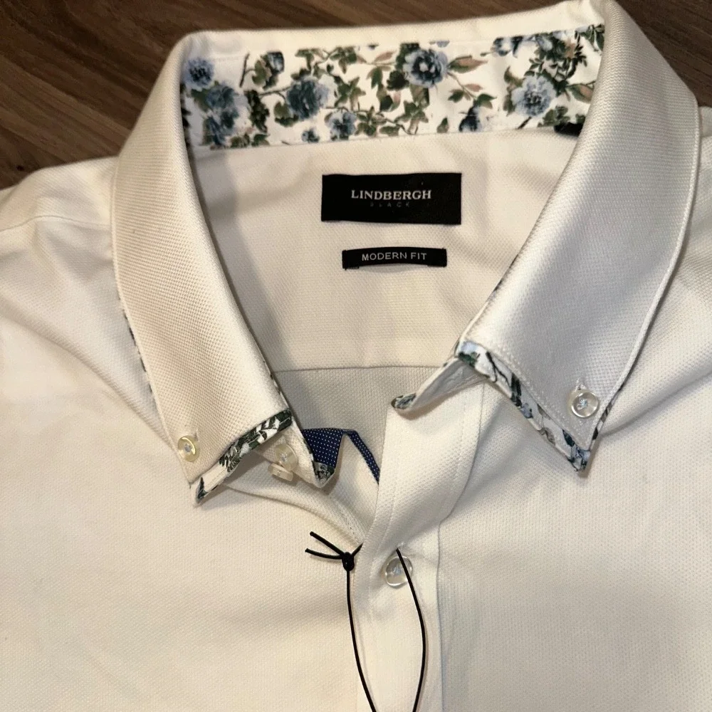 Lindbergh Black Modern Fit‎ Dress Shirt Floral Trim 3XL